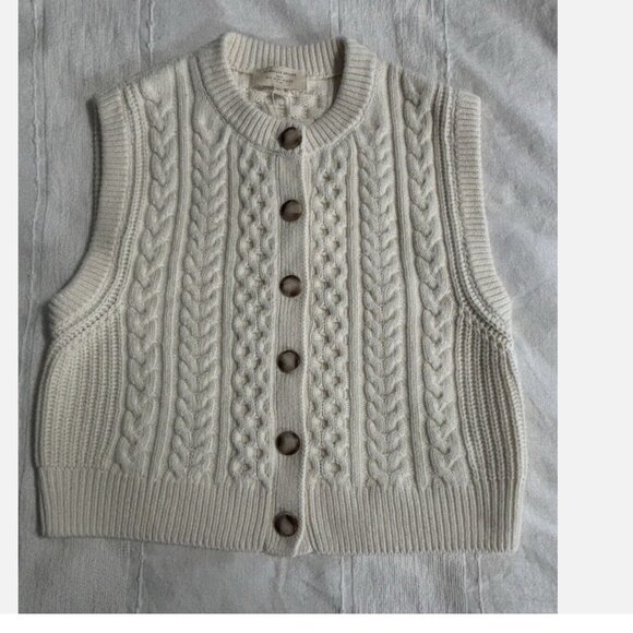 LA MAILLE SEZANE GILET ROXANE ECRU SWEATER VEST XS NWT - Picture 2 of 10
